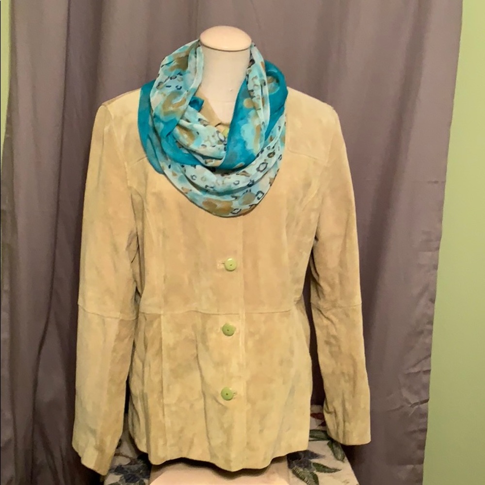 Light Green Suede Fully- Lined Blazer - image 2